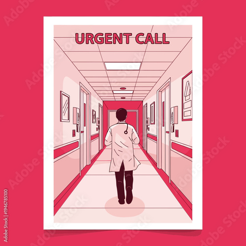 Medical Professional Rushing Through Hospital Corridor Depicting Urgency And Emergency Situations