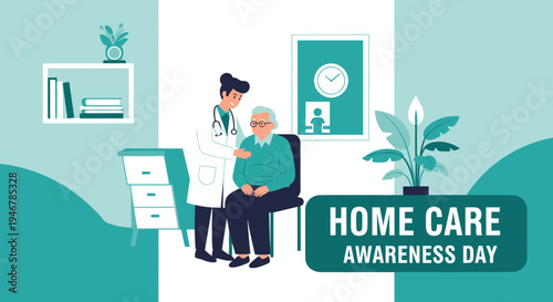 Medical Professional Visits Elderly Patient At Home For Home Care Awareness Day