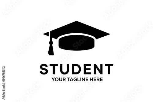 Graduation cap student logo template design.