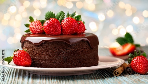 chocolate cake with strawberries