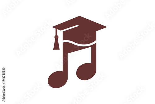 Graduation academic music note symbol.