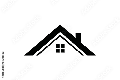 Simple black house roof icon.