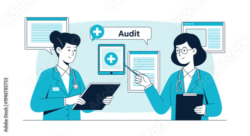 Medical Professionals Collaborating For Health Audit And Data Analysis In Modern Healthcare