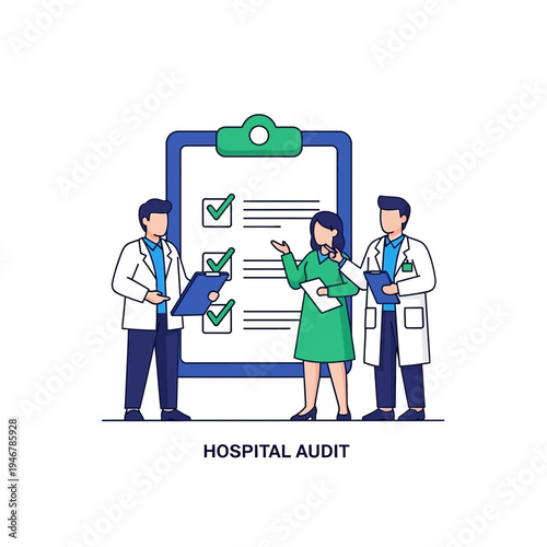 Medical Professionals Collaborating For Hospital Audit and Compliance Process Review