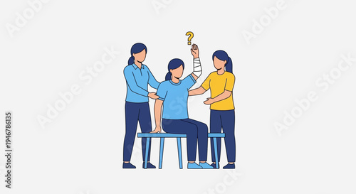 Medical Professionals Assisting Patient With Arm Injury And Asking A Question