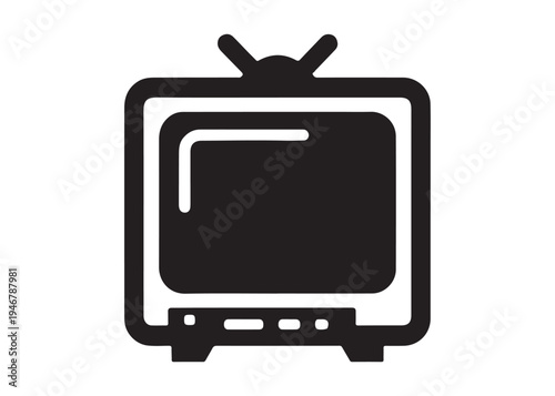 television logo silhouette vector, Vintage retro antenna television logo silhouette vector illustration, old tv logo, box tv logo, tv retro logo silhouette design on white background