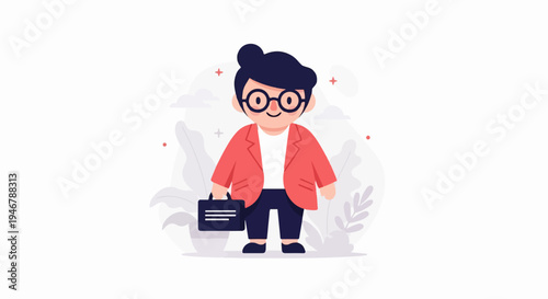 Animated character in a suit with a briefcase, ready for work