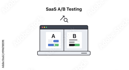 SaaS A/B testing on laptop screen.
