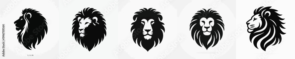 Obraz premium Vector silhouette of lion head