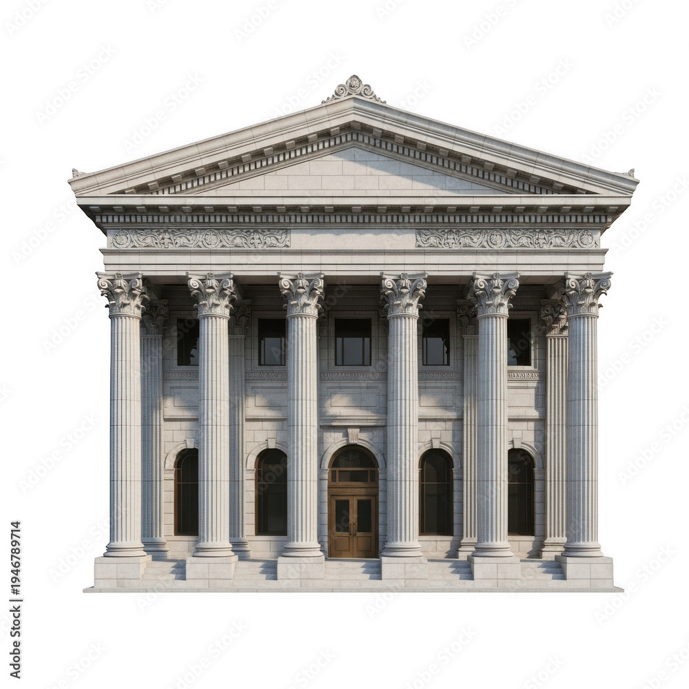 Obraz premium Classical architecture building with grand columns and triangular pediment.