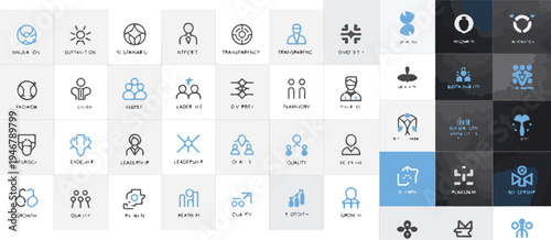 Business Concepts and Leadership Icon Set with Abstract Symbols vector illustration