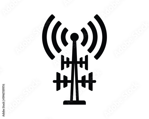 Radio tower antenna vector icon for communication and signal broadcasting