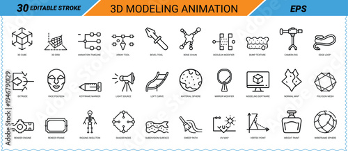 Modeling and animation vector icons for three dimensional design and software development
