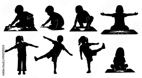 Children Silhouettes: Play, Yoga, and Movement Collection