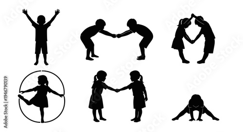 Children Silhouettes: Playful Activities, Friendship, and Movement Collection