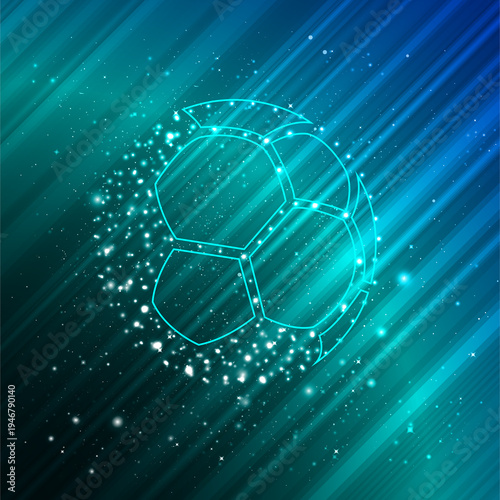 Geometric Neon Sphere with Digital Light Rays, features high-speed diagonal light rays in teal and blue, suggesting motion and technology