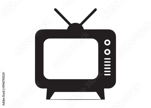 television logo silhouette vector, Vintage retro antenna television logo silhouette vector illustration, old tv logo, box tv logo, tv retro logo silhouette design on white background