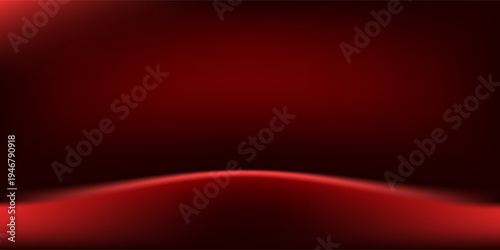 Red studio background. Abstract limbo podium studio room. Dark red gradient wall floor and spotlight scene. Showcase, promotion display. Vector stage mockup illustration
