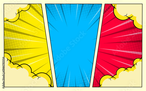 Three vibrant comic book style panels.