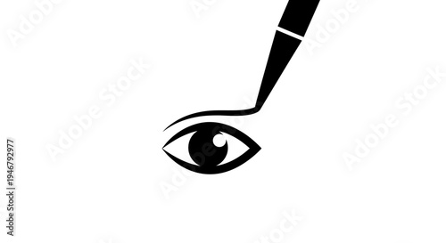 Close-up of Eyeliner Application to a Stylized Eye with a Cosmetic Tool on Isolated White Background