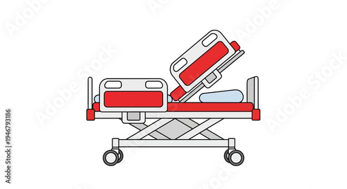 Medical Stretcher Illustration Depicting Hospital Bed with Adjustable Positions Design