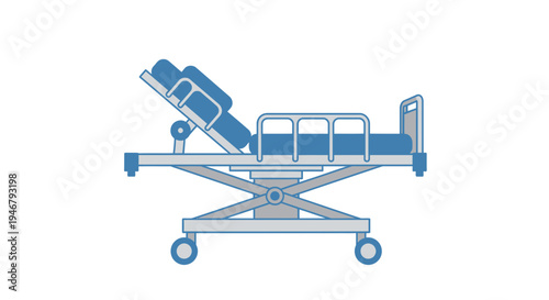 Medical Stretcher Illustration Depicting Hospital Equipment for Patient Transportation
