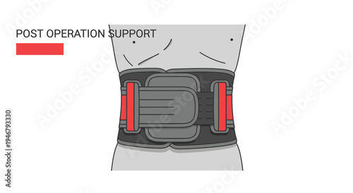 Medical Support Belt Depicted On Human Body for Post Operation Care and Recovery