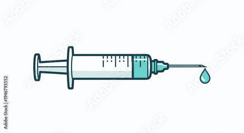 Medical Syringe Illustration for Healthcare and Vaccination Purposes with Vaccine Drip