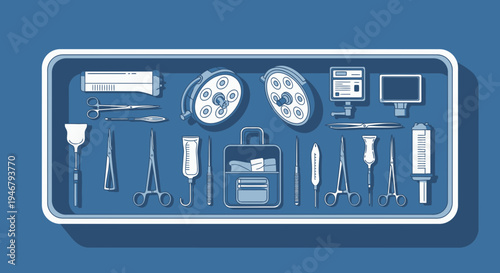 Medical Tools Arranged Inside a Tray Illustrating Surgical Equipment in a Clean Environment
