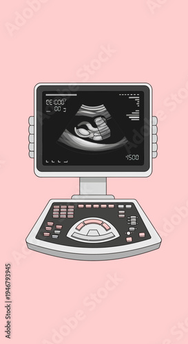 Medical Ultrasound Depiction Showcasing Fetal Development And Diagnostic Imaging Technology For