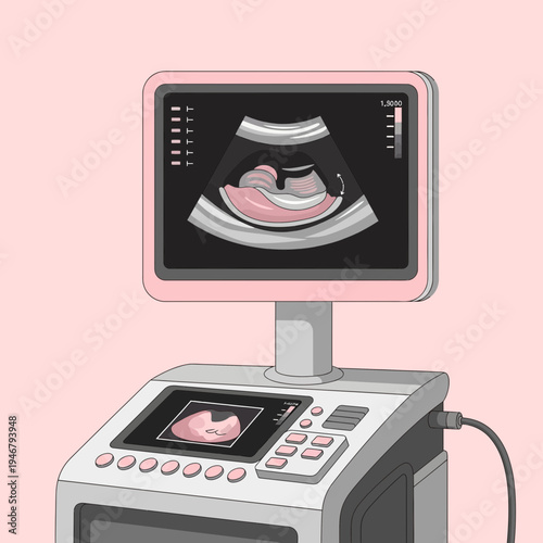 Medical Ultrasound Depicting Fetus, Prenatal Care, Pregnancy Diagnostic Imaging, Healthcare