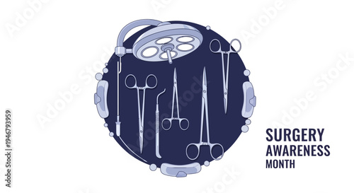 Medical Tools Arranged Within Circular Design for Surgery Awareness Month