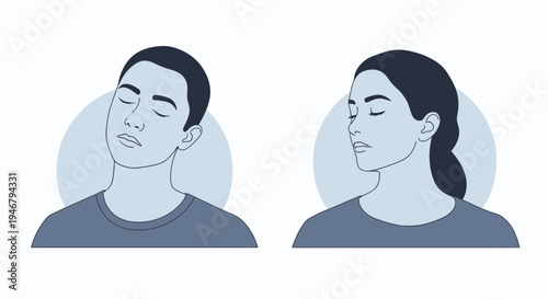 Meditative Portraits Representing Serenity, Peace, And Mindfulness in Simple Style