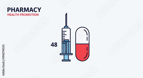 Medical Treatment Concept with Injection and Capsule Represents Health and Recovery