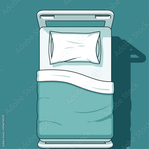 Minimalist Bed Depiction Showcasing Restful Comfort and Elevated Design Aesthetics on a Teal