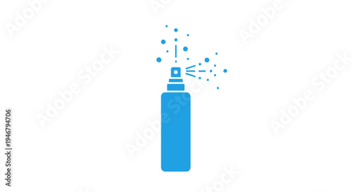A blue spray bottle with droplets.