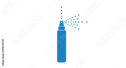 Spray bottle with liquid particles.