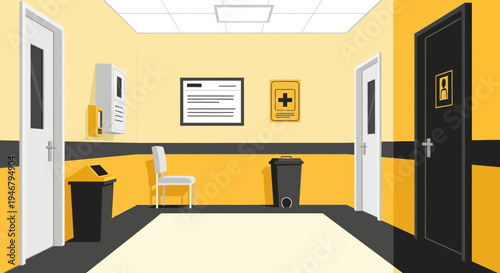 Minimalist Clinic Illustration, Healthcare, Medical Facility, Patient Care, Clean Design