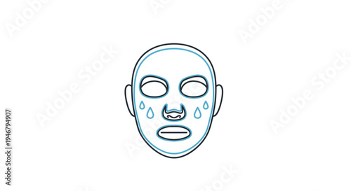 Sad face with tears falling down.