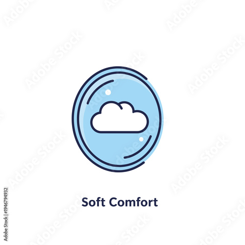 Minimalist Cloud Icon Symbolizing Comfort, Softness, and Peaceful Atmosphere in Blue Circle