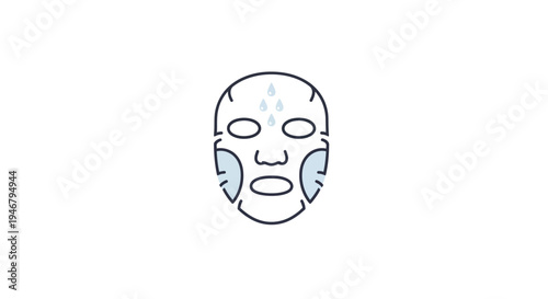 A blue line drawing of a face mask.
