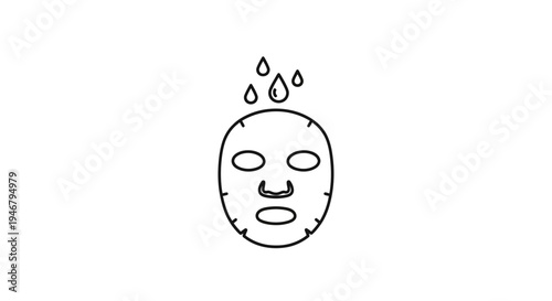 A facial mask with water droplets.