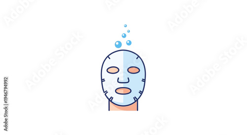 A blue face mask with water vapor.