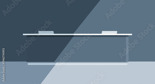 Minimalist Counter Design with Shadowed Area Creating Abstract and Modern Effect