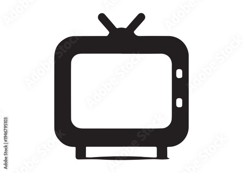 television logo silhouette vector, Vintage retro antenna television logo silhouette vector illustration, old tv logo, box tv logo, tv retro logo silhouette design on white background