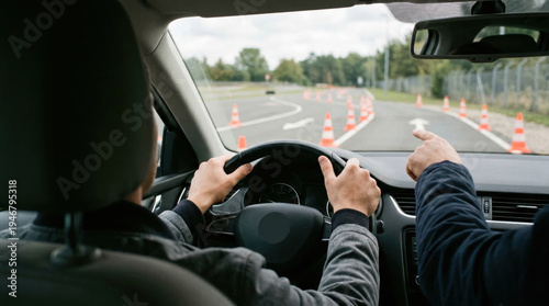 Student learning driving skills with instructor guidance