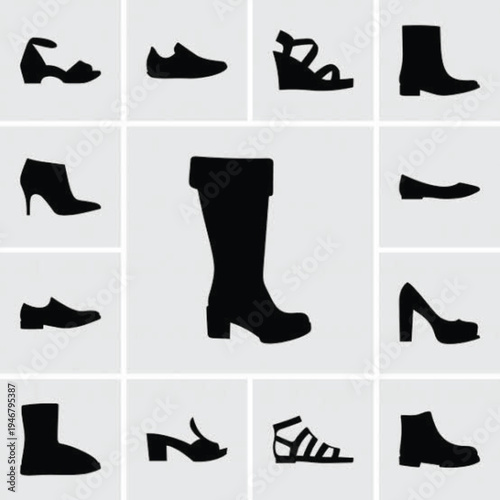 set of silhouettes of shoes