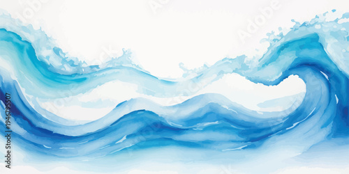 Abstract swirling water wave with white foam splashes against white background