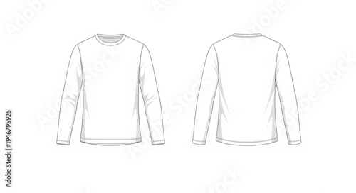 Technical Drawing of a Long Sleeve Shirt - Front and Back Views.