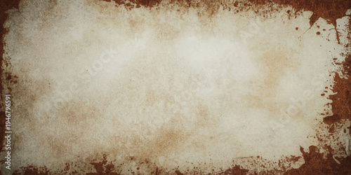 A blank vintage parchment page featuring an aged brown grunge texture and stained antique paper surface with a worn sepia retro design